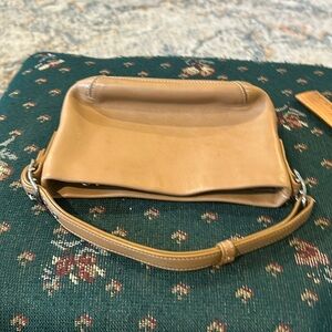 Coach genuine  light camel small hand carry purse with adjustable handle